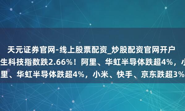 天元证券官网-线上股票配资_炒股配资官网开户 隔夜好意思股重挫，恒生科技指数跌2.66%！阿里、华虹半导体跌超4%，小米、快手、京东跌超3%