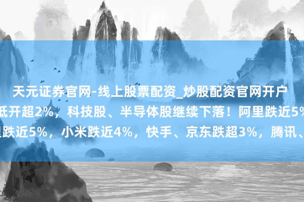 天元证券官网-线上股票配资_炒股配资官网开户 港股早评：三大指数均低开超2%，科技股、半导体股继续下落！阿里跌近5%，小米跌近4%，快手、京东跌超3%，腾讯、好意思团跌近3%